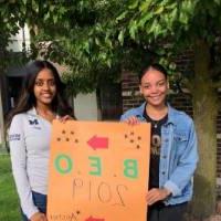 Black Excellence Orientation 2019 students holding signs